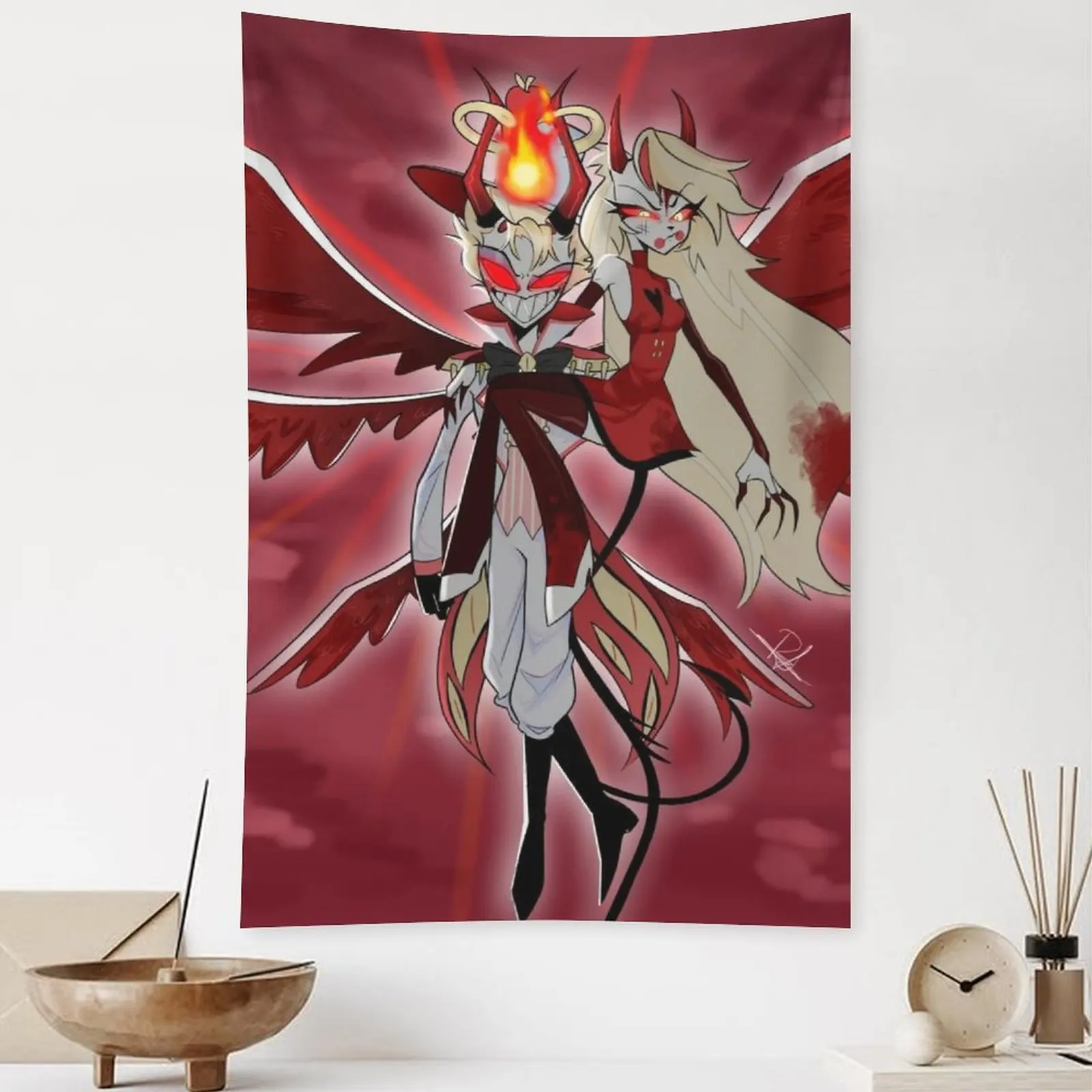 نسيج الفنادق الكرتونية H-hazbin - ديكور معلق عمودي لغرفة المعيشة وغرفة النوم وخلفية المكتب والحفلات، هدية مثالية للمعجبين #3