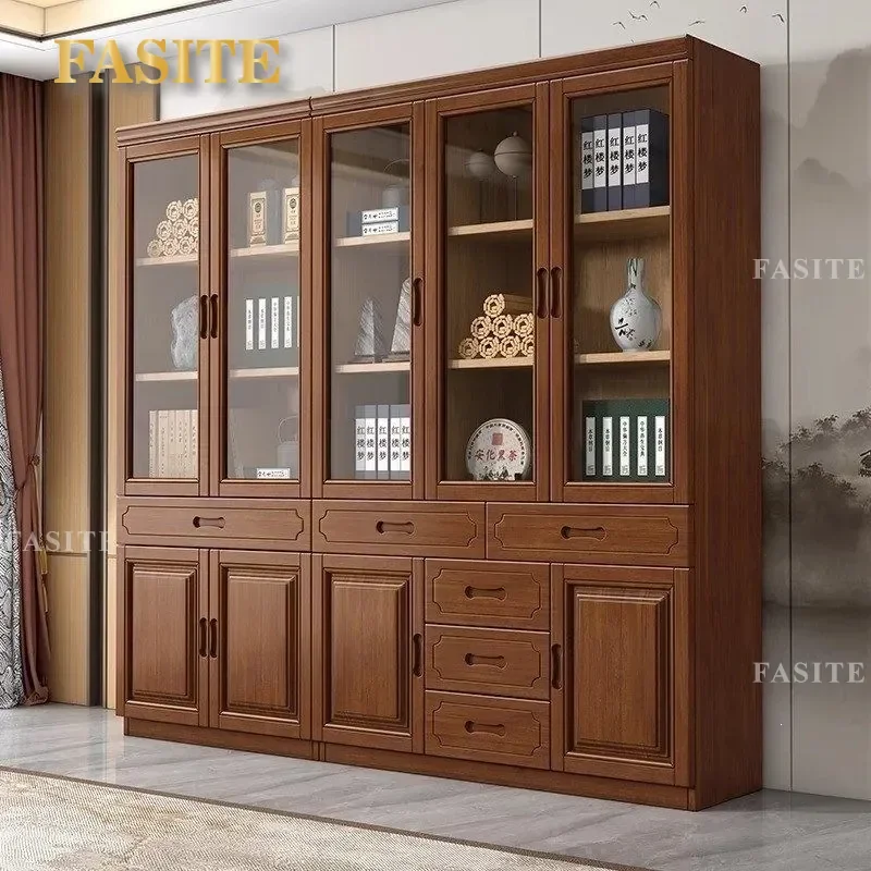 For Solid Wood Bookcase Large Capacity Wall Mounted Storage Shelf Household Office Locker Economical Practical Furniture