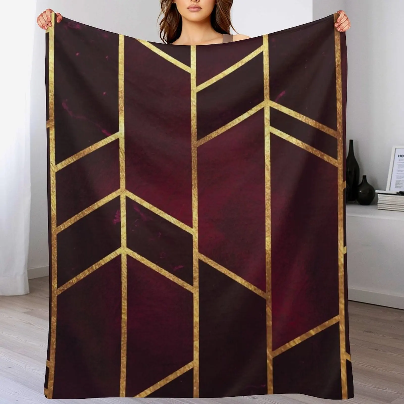 

Red and Gold Geometry Throw Blanket Thins For Sofa Thin Blankets