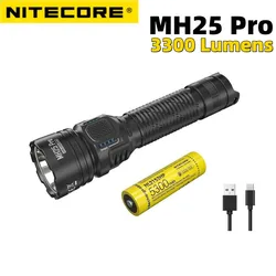 Nitecore-MH25 pro uhi-充電式LED懐中電灯,40個のLEDライト,3300ルーメン,USB-C,超長距離,検索トーチ,バッテリー21700 mah