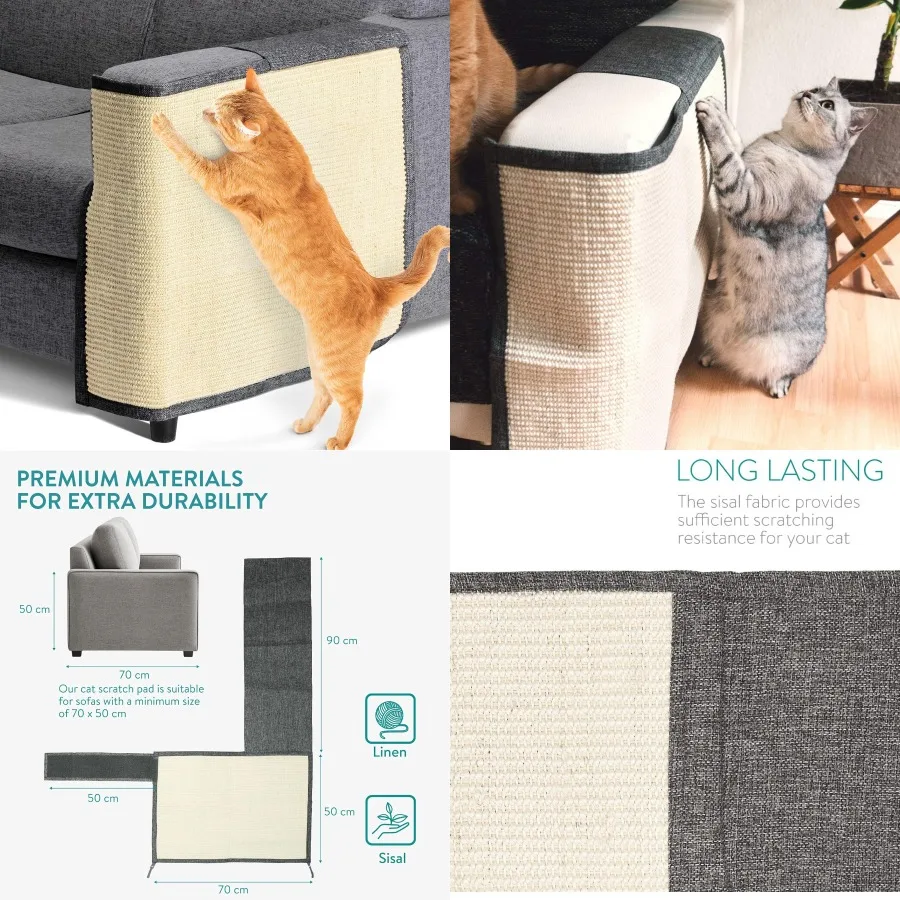 

Cat Scratch Mat for Furniture Protection - Natural Sisal Material Scratching Pad Carpet Designed to Safeguard Couches Sofas and