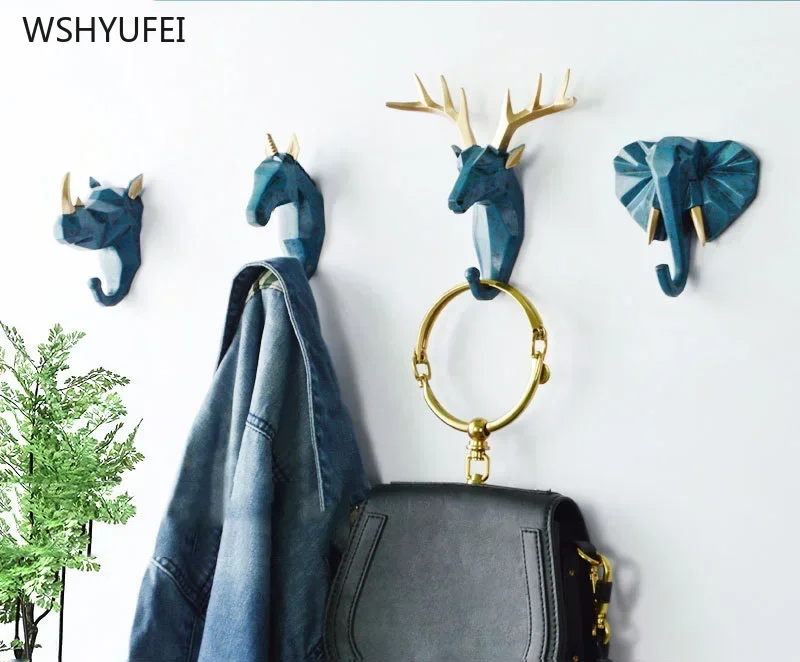 Deer head animal large punch-free clothes display rack hook coat rack rack interior decoration display key storage hook