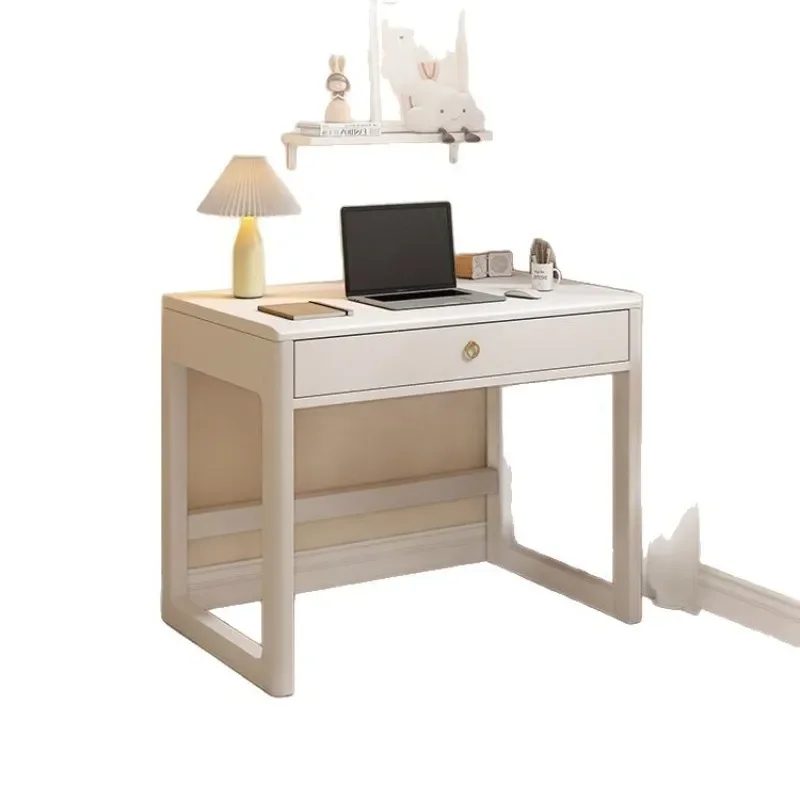 Solid Wood Computer Desk with Drawer Compact Writing Table for Bedroom Study Small Apartment Home Office Furniture