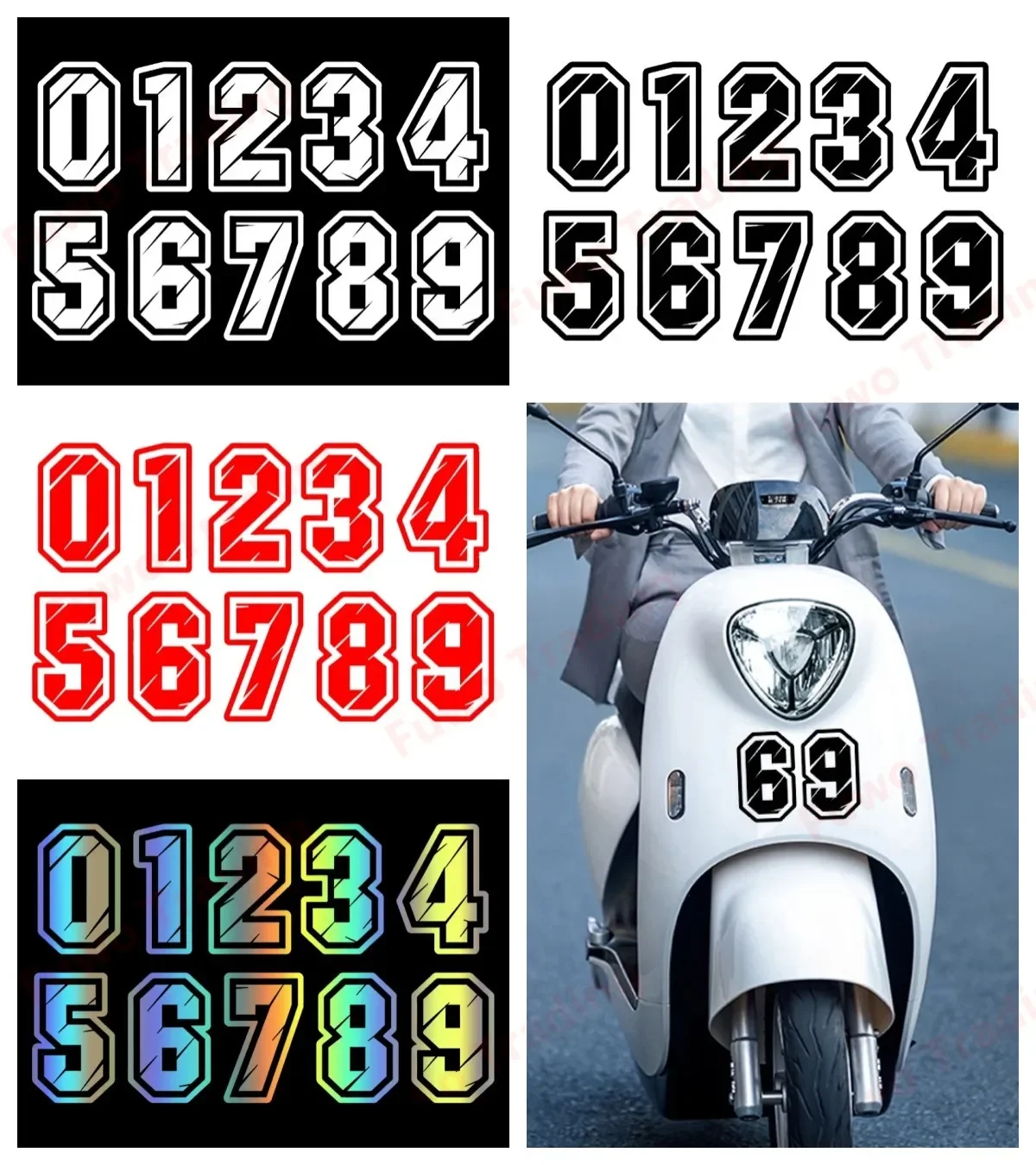 

Hot selling No Background Figures 0 1 2 3 4 5 6 7 8 9 Racing Number Helmet Racing Vinyl Decals Motorcycle Accessories Sticker