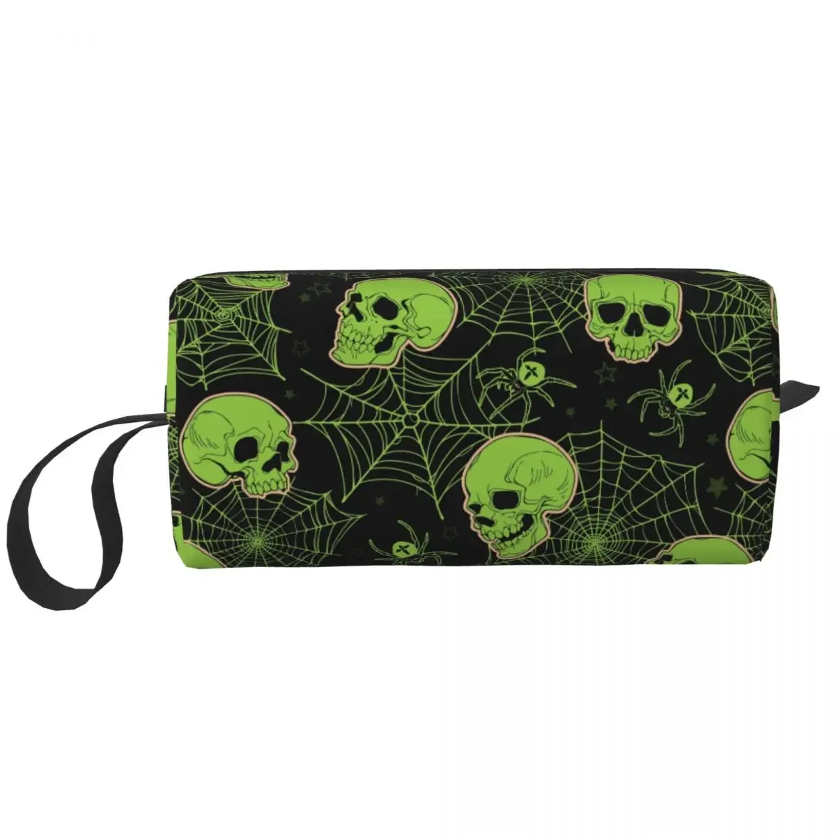 Custom Human Skulls And Cobwebs Travel Cosmetic Bag for Women Toiletry Makeup Organizer Lady Beauty Storage Dopp Kit