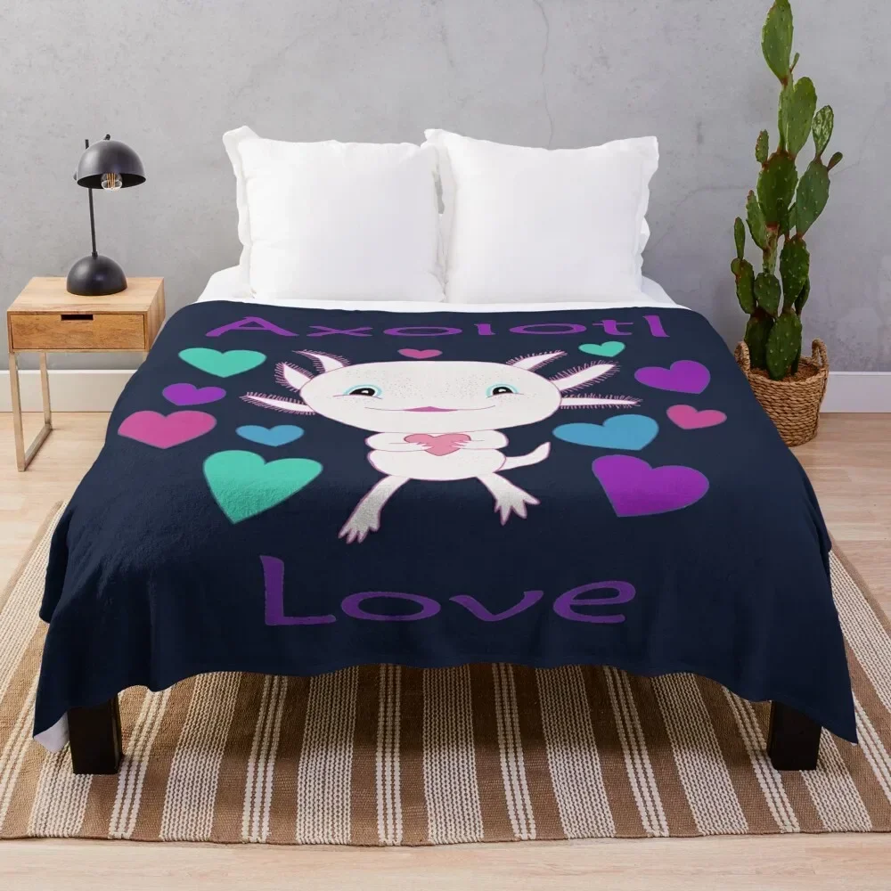 Axolotl, Axolotl Dark Blue Background, Axolotl Love, Adorable Axolotl, Cute Axolotl, Adorable Salamander, Cute Sal Throw Blanket