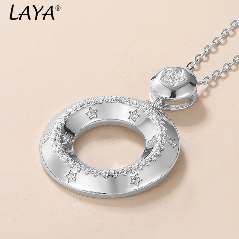 LAYA NEW Five Stars Necklace 925 Sterling Silver For Women Shining Zircon Circular Design Daily Wear Party Luxury Fine Jewelry