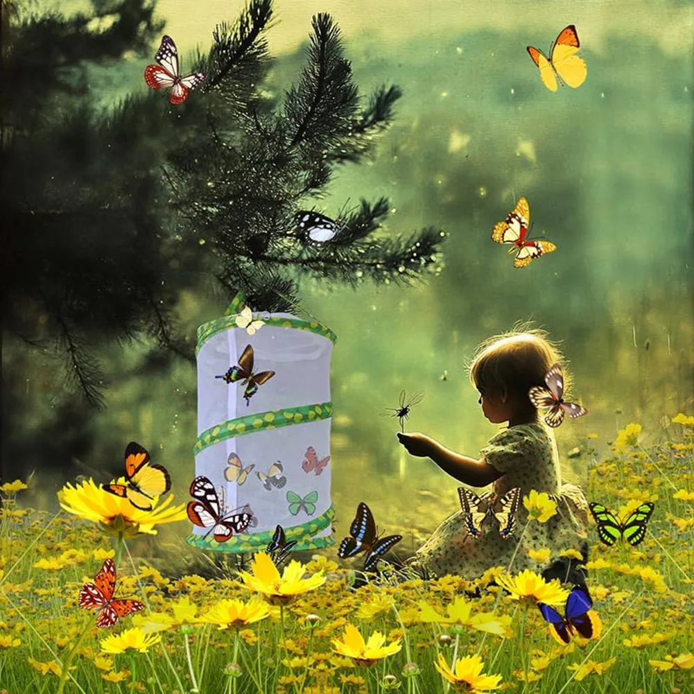 

PORK-Butterfly Farm Live Habitat Observe Caterpillars Transform Into Butterflies, высота 13,8 x 12 дюймов — прозрачный сетчатый корпус Terrari