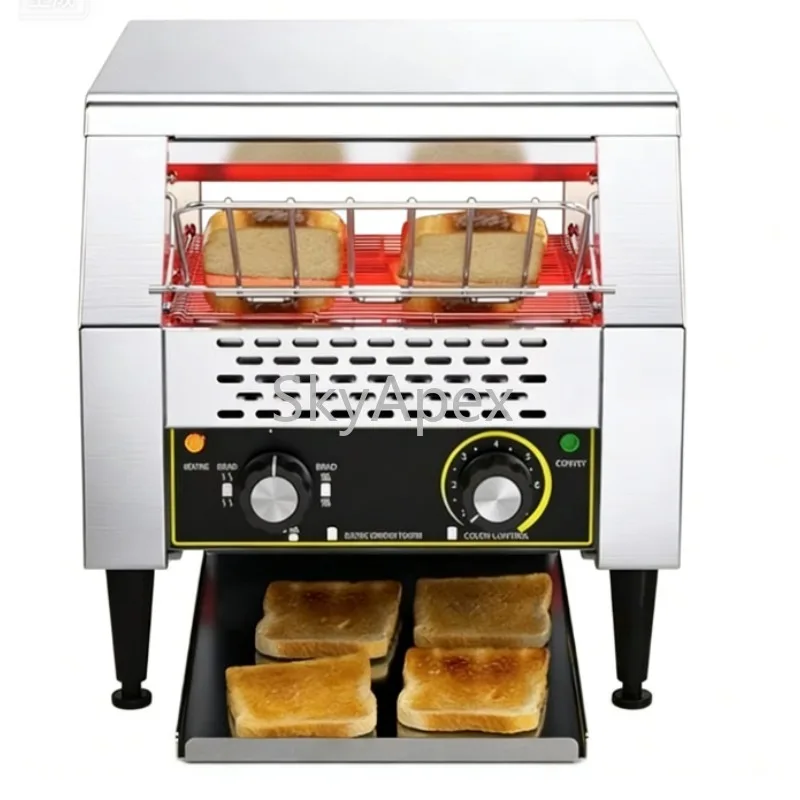 Multifunctional Stainless Steel Vertical Conveyor Chain Motor Core Component Hamburger Bun Toaster Fast Heating Commercial Grade
