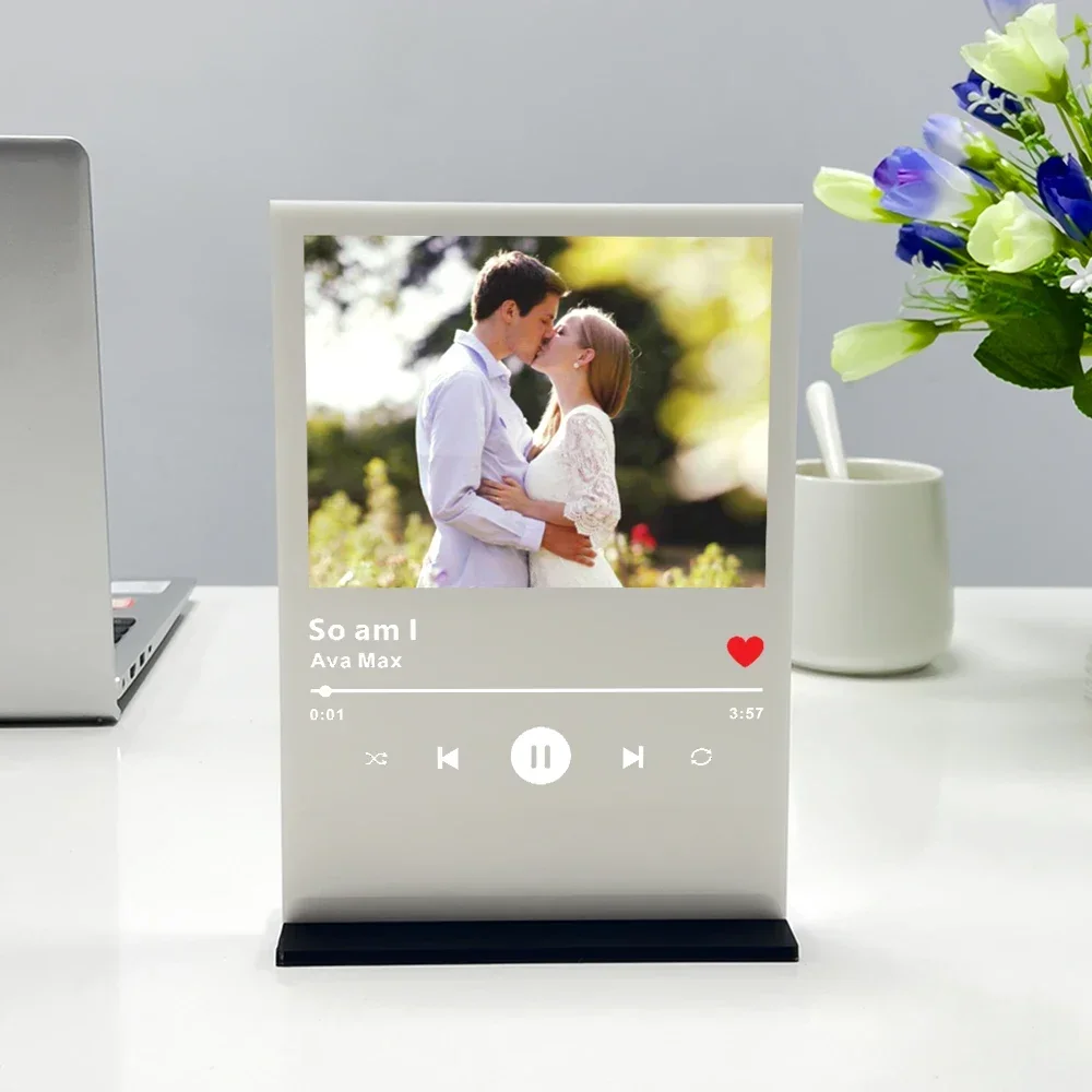 Customized Music Code Photos Acrylic Plaque for friend boyfriend and girlfriend Personalized Decor Music Board with Stand Base