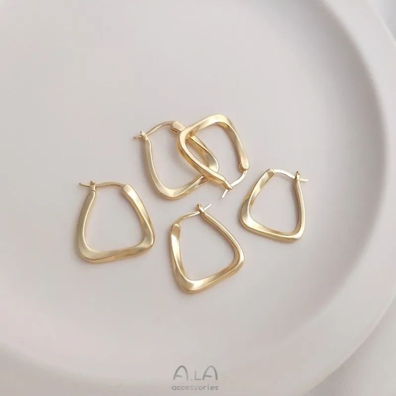 14K Gold-plated Geometric Twisted Triangular Earrings Women's Light Luxury Earrings Niche Temperament Fashion Earrings