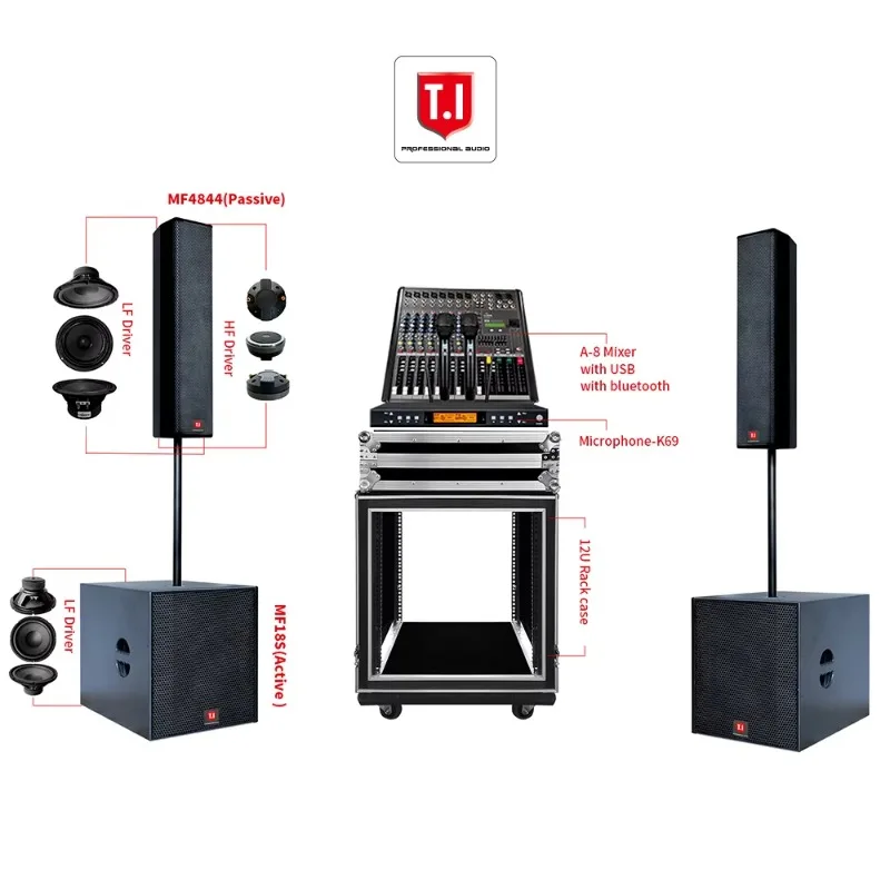 8 Inch Full Range Passive Speaker with 18 Inch Active Subwoofer Professional Audio System