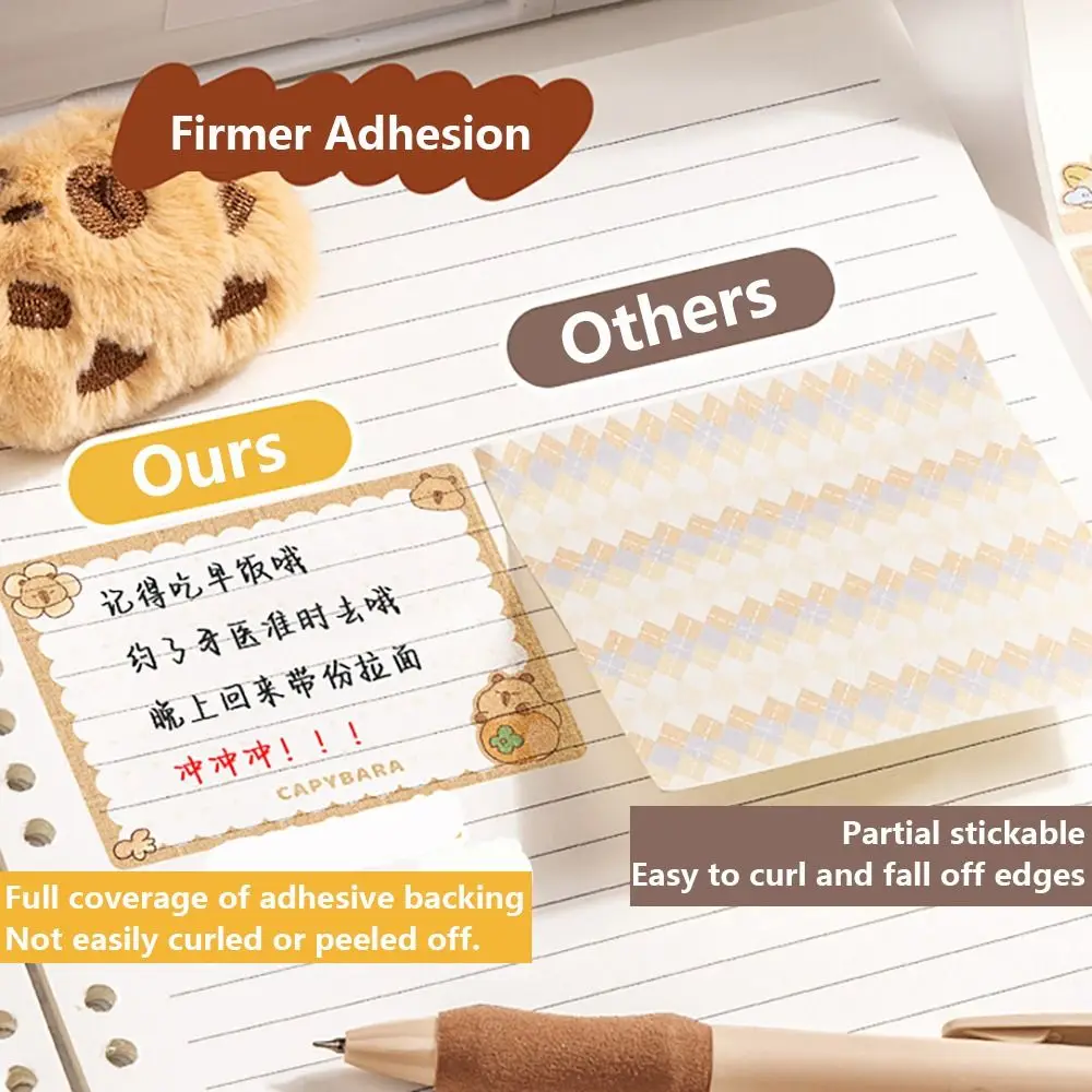 150PCS/Set Pull-out Design Memo Pad Full Adhesive Capybara Labels Stickers DIY Glitter Scrapbook Sticker School Office Supplies