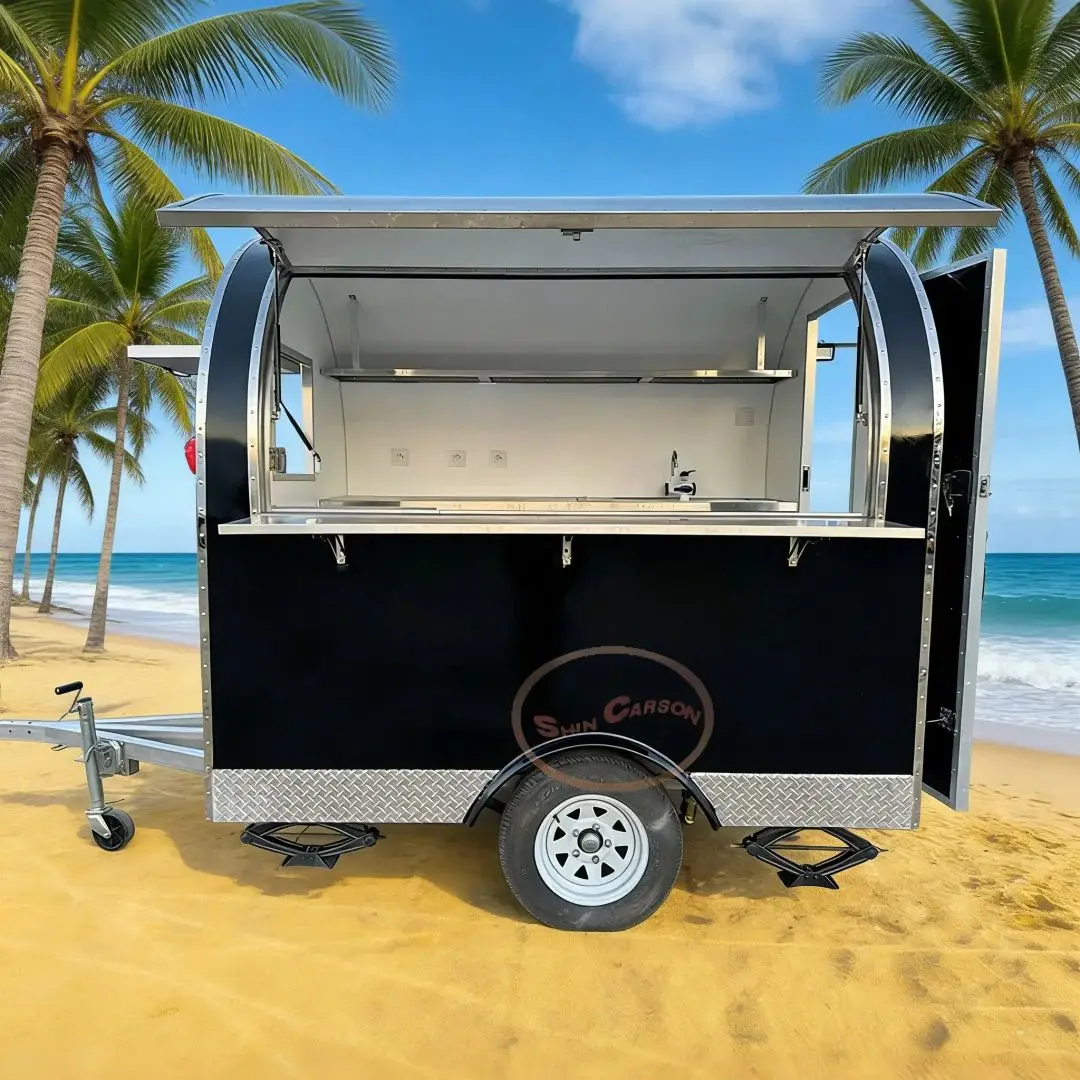 

Fiberglass Food Trailer Mobile Kitchen Cart for Street Food Business with Sink And Storage