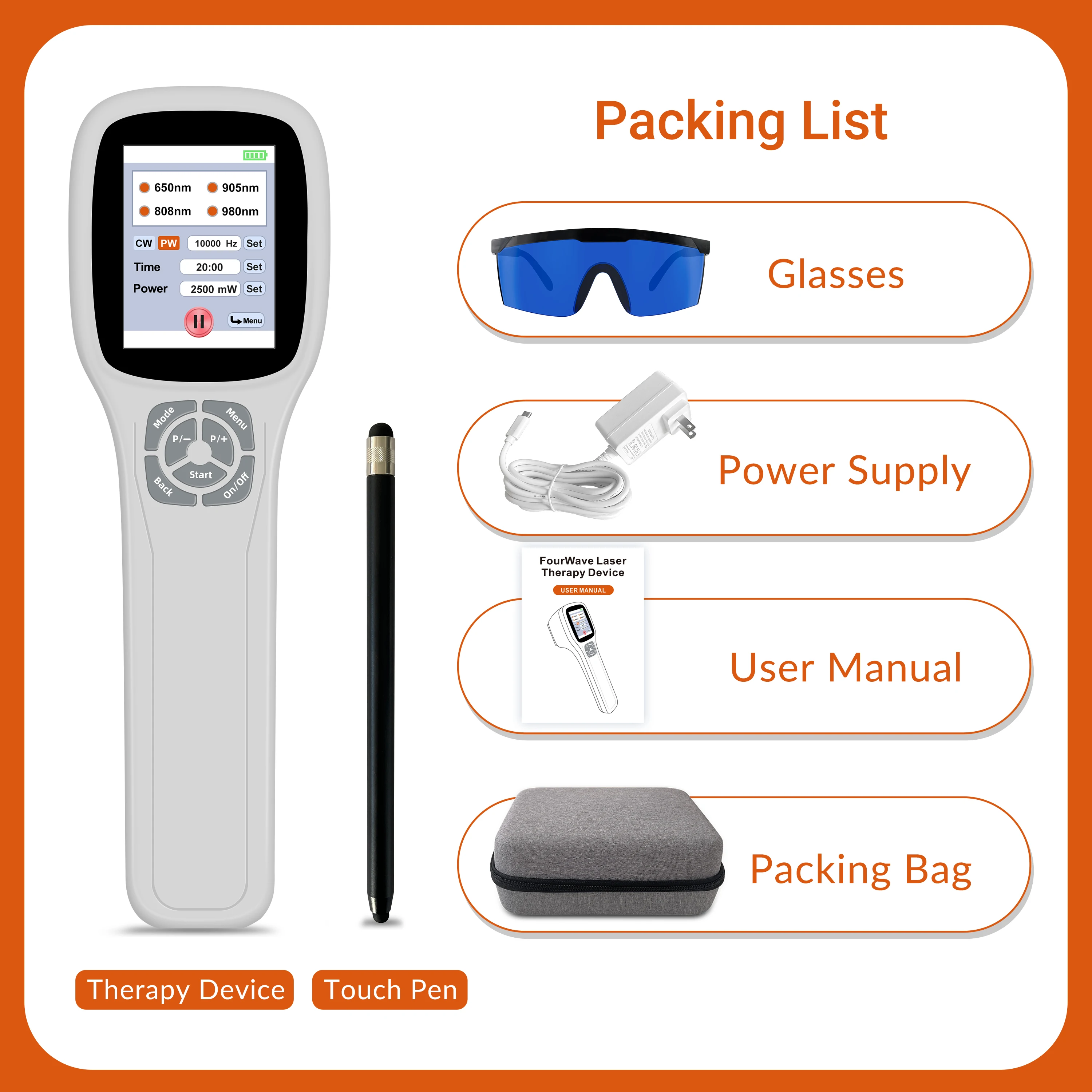 2500mW Red Infrared Cold Laser Therapy Device LLLT Non-invasive Arthritis Pain Relief Inflammation Home Physiotherapy Equipment