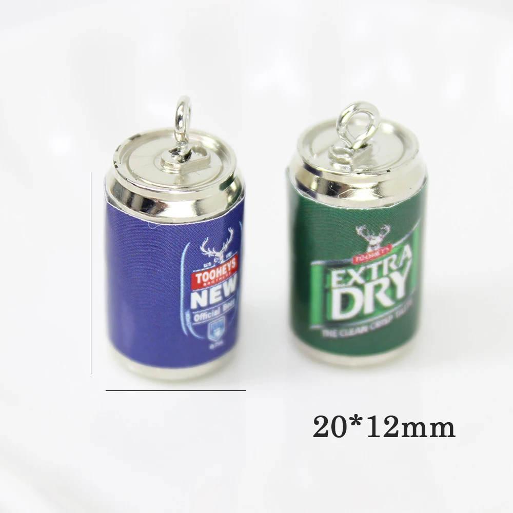 Yamily 8Pcs/Lot Resin 3D Can Charm Beer Bottle Wine Drink Alcohol Liqour DIY Pendant Jewelry For Keychain Earrings Necklace