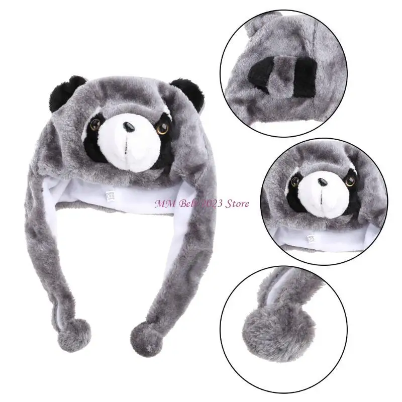 Ciepła czapka 49ME z nausznikami Zabawna pluszowa czapka polarowa w kształcie szopa w kształcie zwierzątka dla dorosłych dzieci