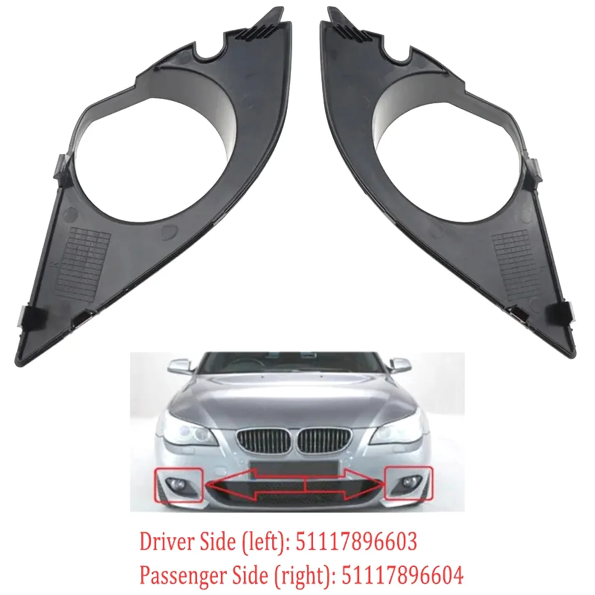 Fog Light Cover Lamp Frame Grille for BMW 5er Reihe E60 E61 M Paket 2003-2010 Fog Light Grille Lamp Hoods