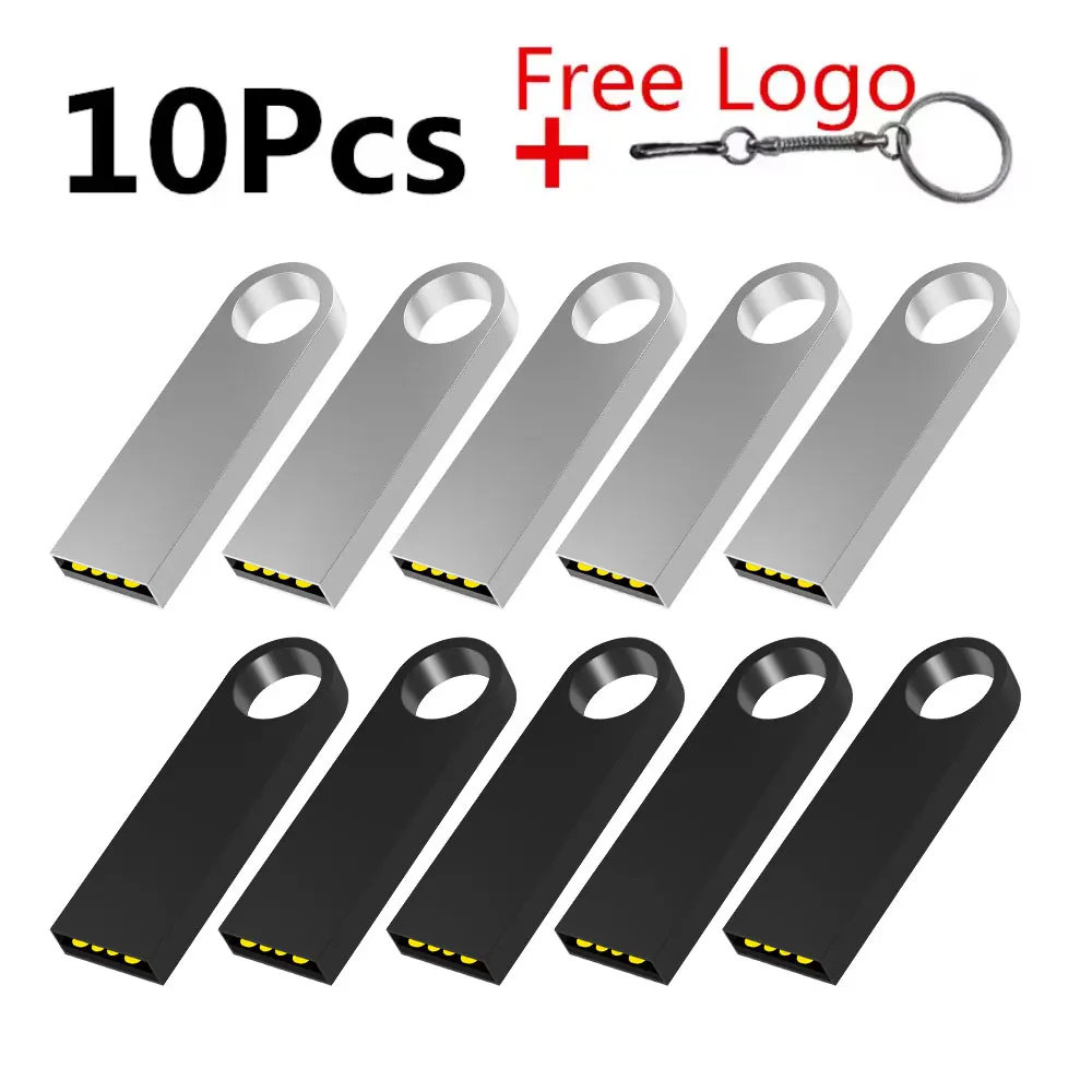 

10Pcs/lot Metal USB Flash Drive 4GB 8GB Pen Drive 16GB 32GB cle USB Stick 2.0 UDP Memory Flash Drive 64GB 128GB Free custom logo