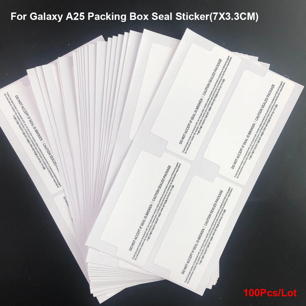 100XPacking Box Sealed Label For Samsung Galaxy A15 A35 A55 A25 S23 S24 Ultra Plus Fold 6 5 Flip 6 5 Box Resealed Sticker