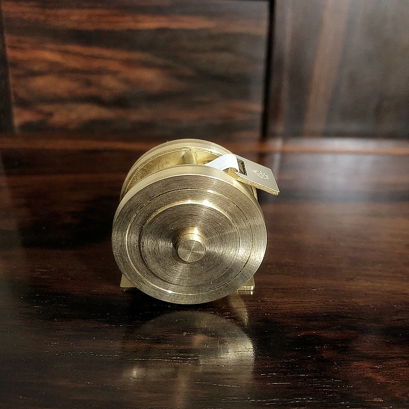 Vintage brass tape measure manual winding 100cm retro flywheel tape measure measurement tool desktop decoration home ornament