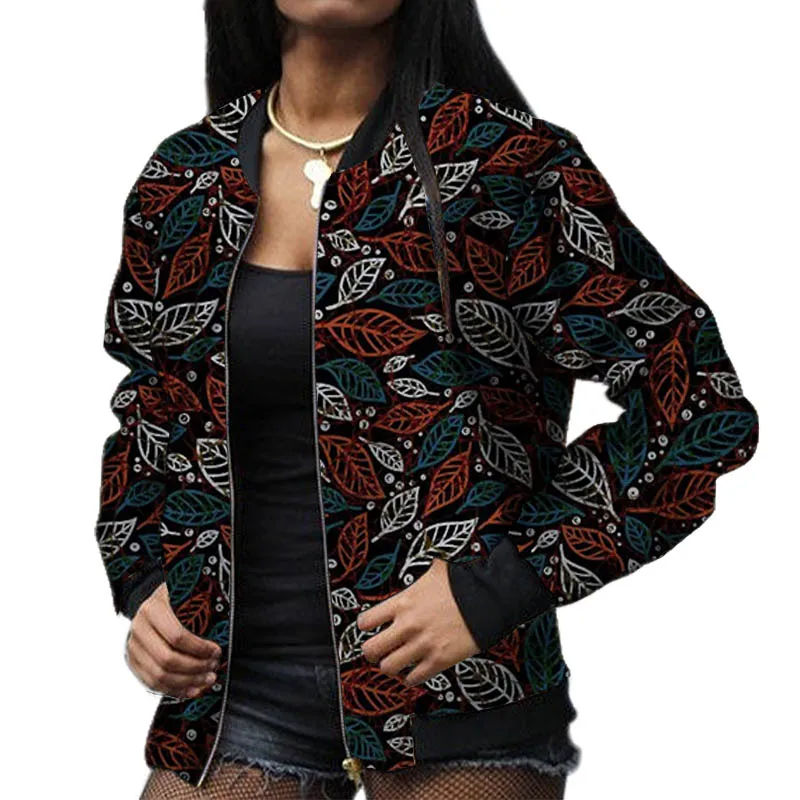 Elegant Colorful Print Women Bomber Jackets African Street Style Short Coat Female Ankara Outfits Customized