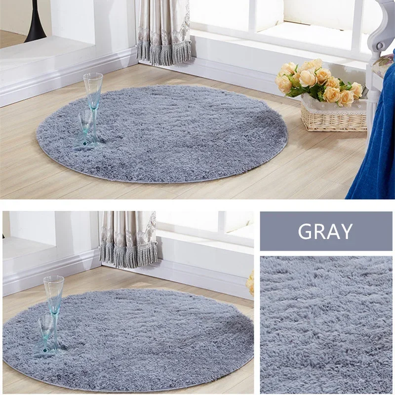 1Pcs Fluffy Rug Round Velvet Floor Carpets Living Room Decoration Home Area Mats Solid Long Plush Carpet Shaggy Rugs for Bedroom