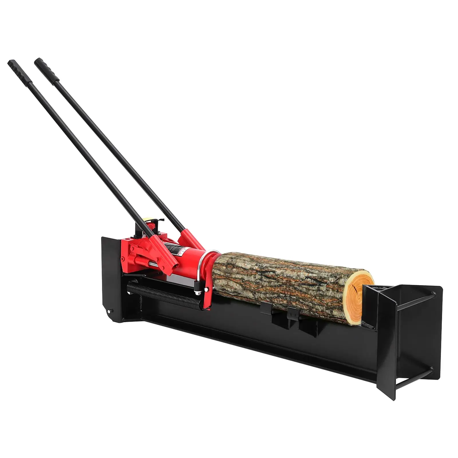12 T Hydraulic Log Splitter Wood Cutter, Manual Log Splitter with Horizontal Full Steel Beam & Built-in Wheel
