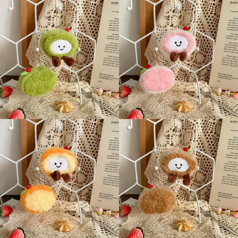 Bonito único dos desenhos animados rolo suíço sobremesa chaveiro de pelúcia kawaii boneca de pelúcia simulado bolo mochila pingente charme decoração presentes
