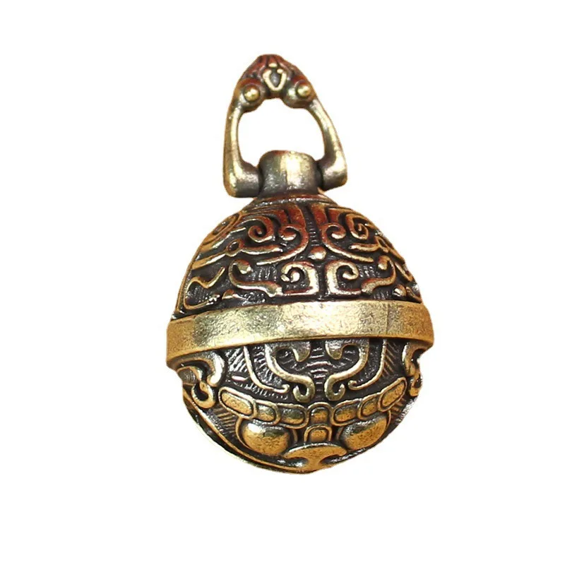 * New Sale Vintage Brass Keychain Pure Copper Gluttonous Bell Car Key Chain Pendant Small Pendant Men And Women