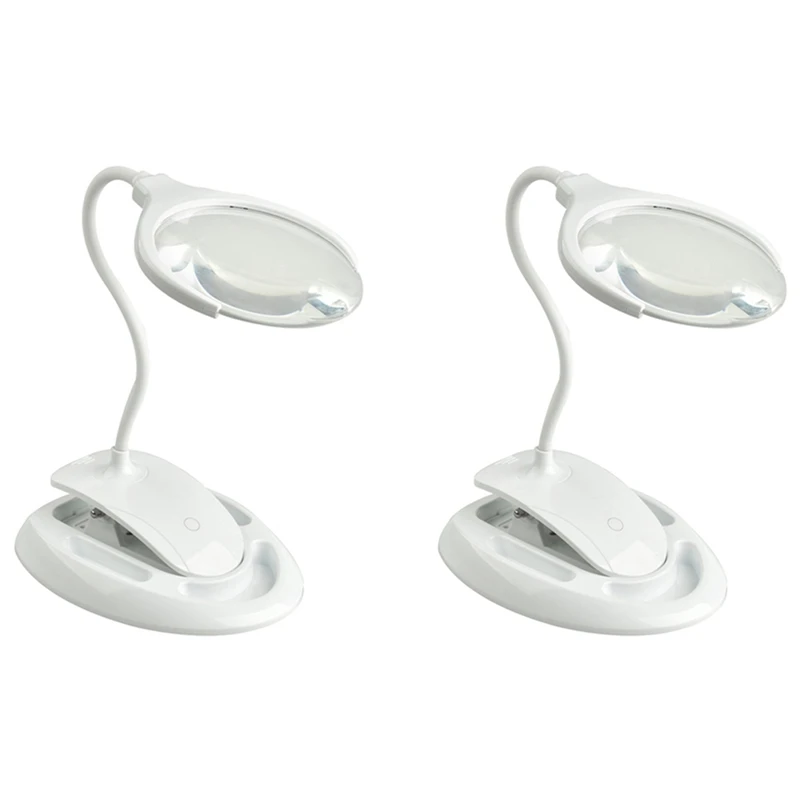 

2X Handheld Magnifier 3X 8X Illuminated Desk Table LED Lamp Magnifying Glass Rechargeable Magnifier With Light