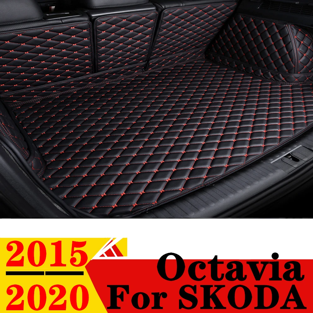 Car Trunk Mat For SKODA Octavia Sedan 2020 2019 2018 2017 2016 2015 Rear Cargo Cover Carpet Liner Tail Parts Boot Luggage Pad