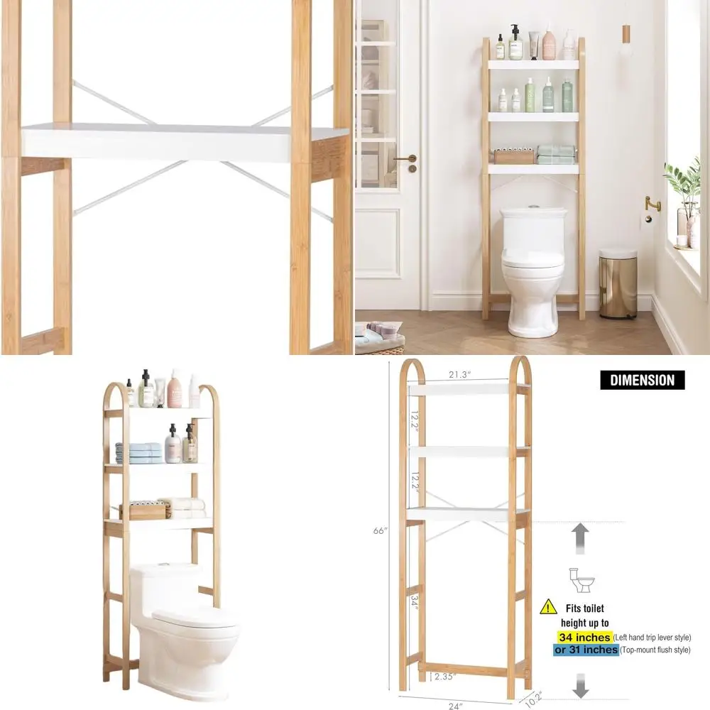 

3-Tier Bamboo Over-the-Toilet Storage Organizer: Space-Efficient Bathroom Shelf