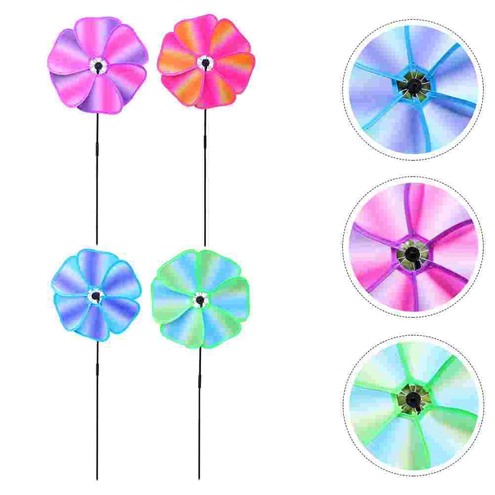 4-delig enkellaags effen kleur windmolen kinderen kleurrijk pinwheel plastic winnower kind