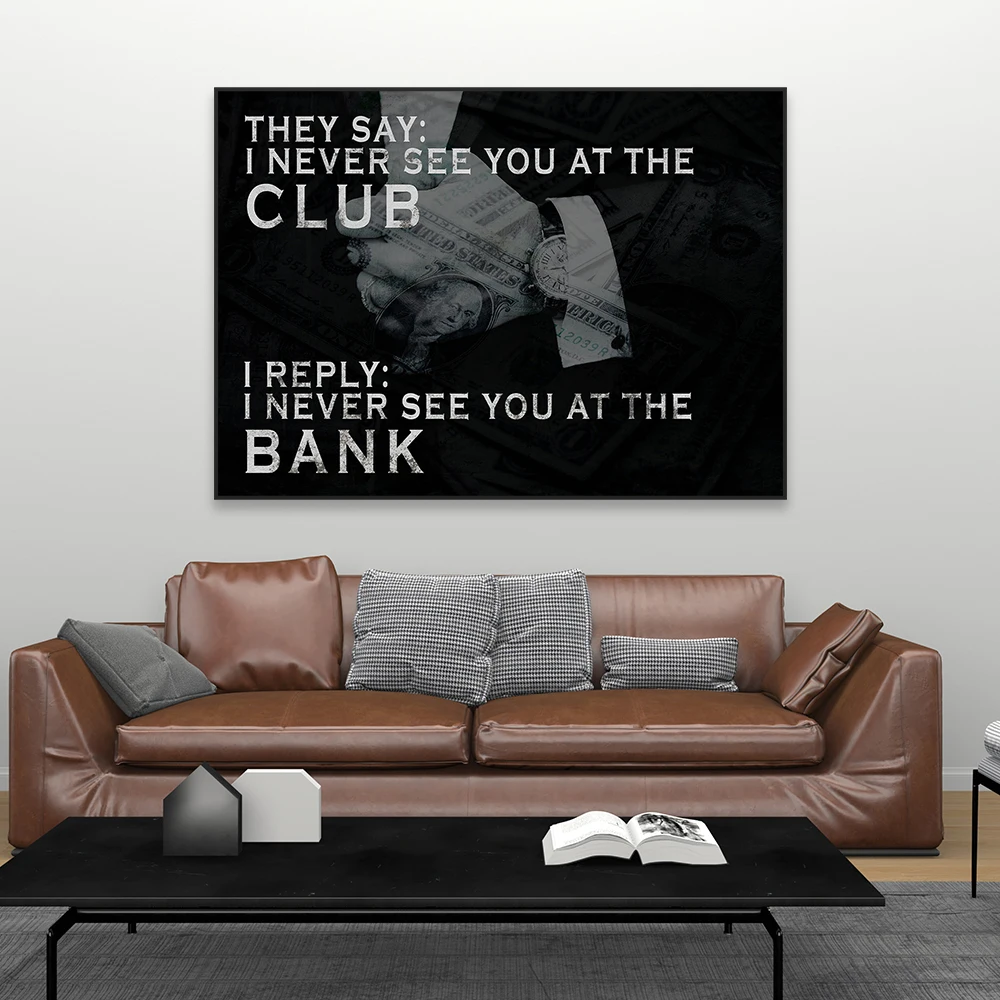 Entrepreneur Motivational Poster Office Decor Quote Prints Black And White Money Canvas Painting Success Reading Room Wall Decor