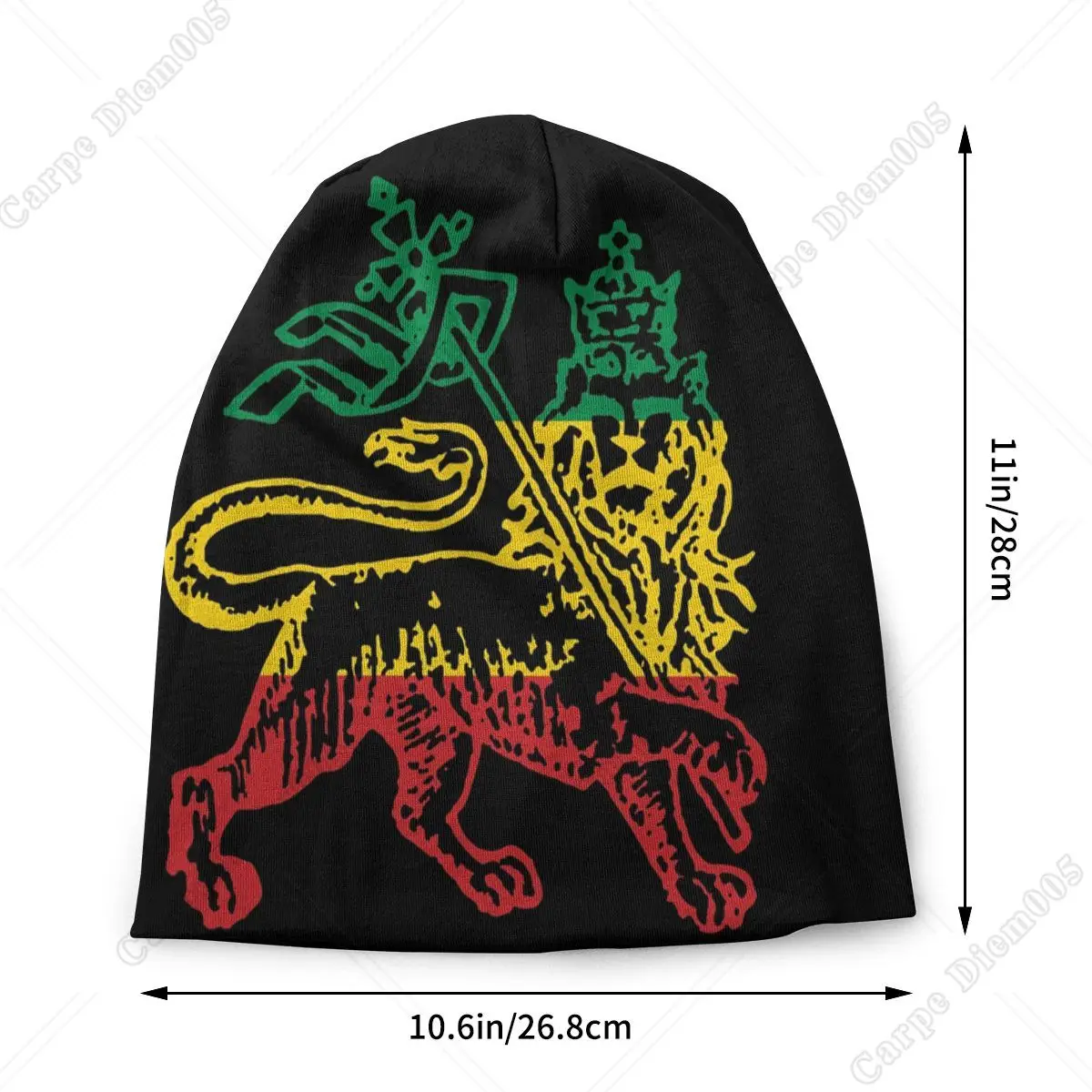 Lion Of Judah Flag Ethiopia King Selassie Rasta Beanie Unisex Hip Hop Winter Warm Skullies Beanies Hats Adult Knitted Bonnet Cap