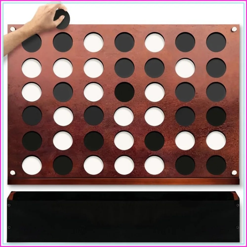 

Wall Mounted Giant 4 in A Row - 60% Quieter - Jumbo Size Game Room Decor - Large Connect Four for Adults & Family
