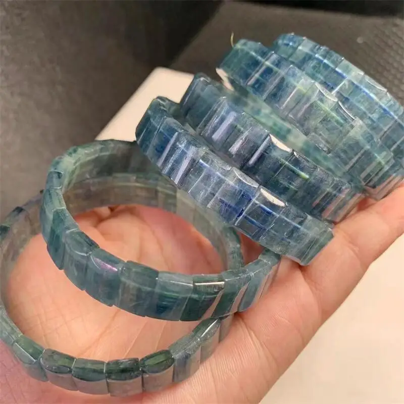 12MM Natural Kyanite Bangle Fashion Crystal Quartz Gemstone Jewelry Reiki Healing Fengshui Gift For Women 1PCS