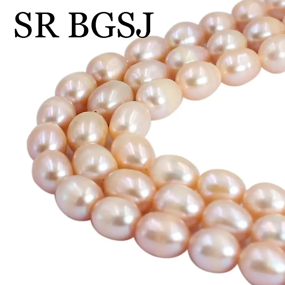 7-8mm White Pink Purple Grey Black Olivary Rice Natural Freshwater Pearl Spacer Beaded DIY Beads Strand 14
