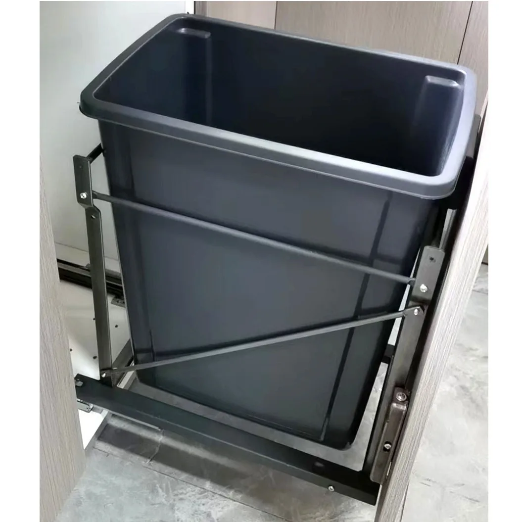 Factory Direct 2026 trash can in the cabinet, pull the basket, organize and store in the cabinet