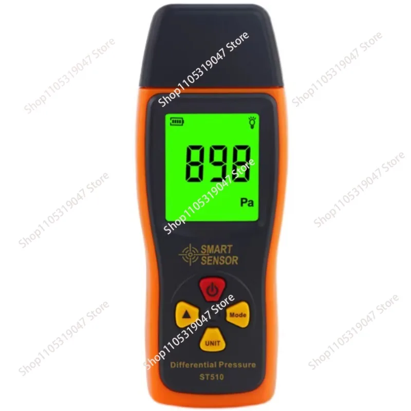 ST510 High Precision Digital Differential Pressure Gauge Pipeline Flow Air Pressure Wind Speed Detector Handheld Pressure Gauge