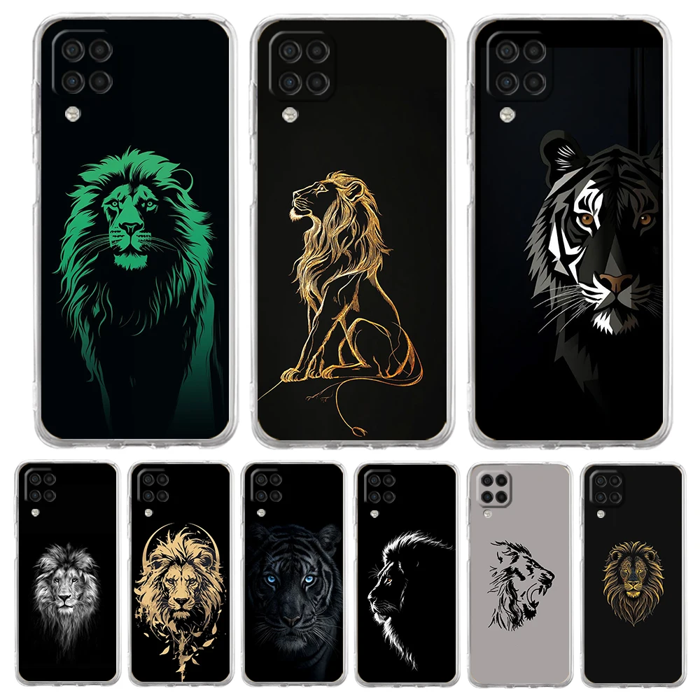Concise Lion Pattern Phone Case for Samsung A17 A13 A15 A25 A35 A37 A57 A51 A55 A71 A41 A23 A53 A73 5G A05s A07 4G Cover