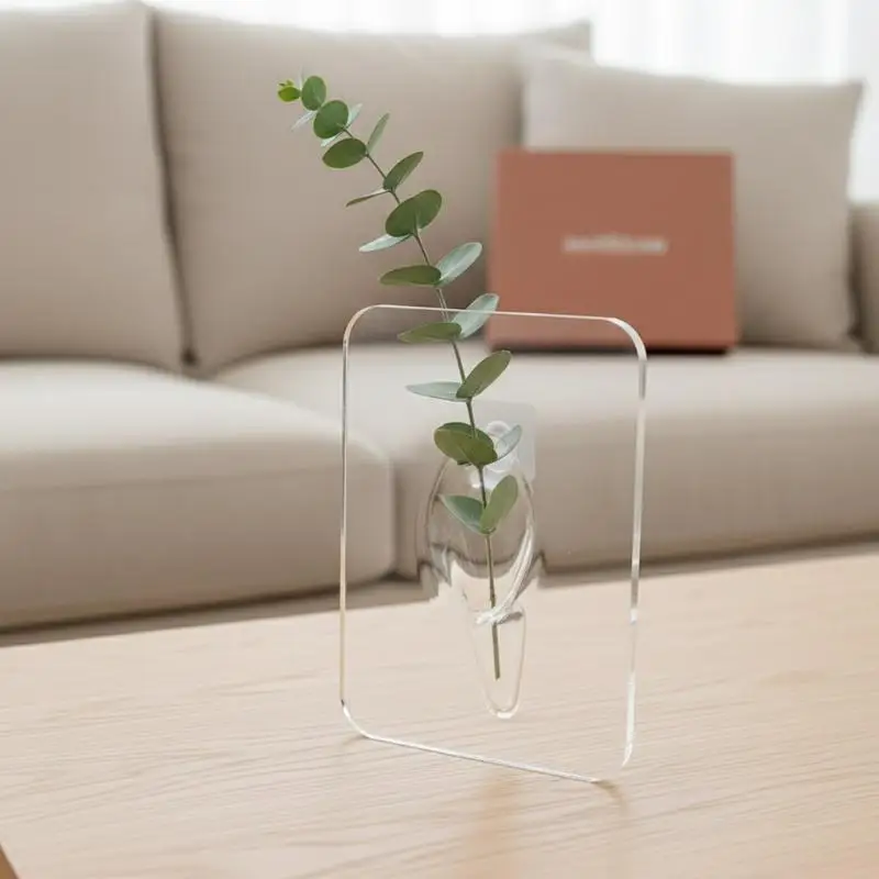 New Frame Flower Vase - Clear Acrylic Vase For Flowers, Modern Art Vases For Home Decor, Decorative Vases ( Only Vase)