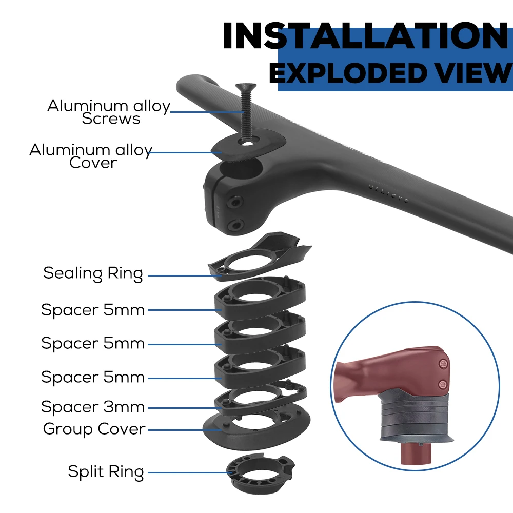 ULLICYC For SL7 SL8 Carbon Integrated Cockpit Road Handlebar Internal Cable Road Carbon Integrated Handlebar T1000 Carbon Di2
