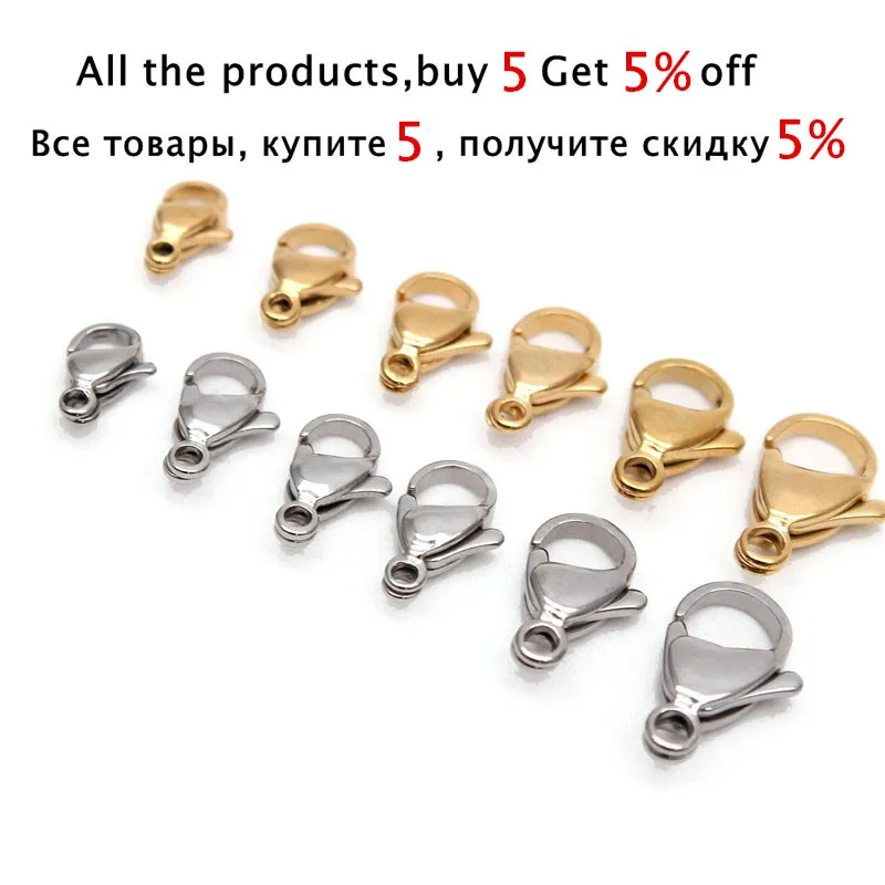 30-50Pcs 304 Stainless Steel Lobster Clasps Claw Clasps For Bracelet Necklace Chain Diy Jewelry Making Findings 9-15mm