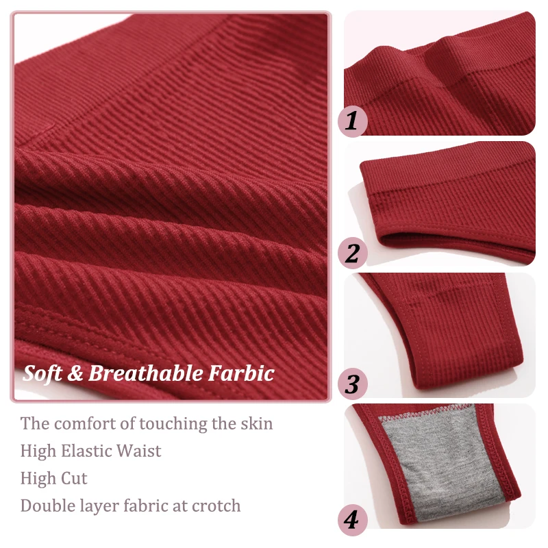 5 ks/sada dámských bezešvých kalhotek, žebrovaných, brazilských, sexy, s nízkým pasem, spodního prádla, dámských, jednobarevných, vysoce elastických - náhled 4