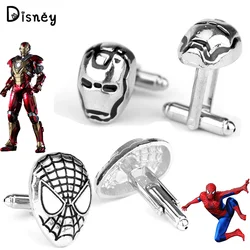 Marvel Superhero Iron Man Spiderman Cufflink Movie Avengers Cosplay Spiderman Mask Alloy Punk Cufflinks Accessories Jewelry Gift