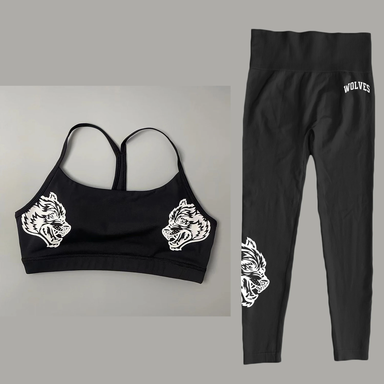 

Darc Women's Push-Up Wolf Head Sports Bra And Yoga Pants Set Fitness Gym Workout Running Bottom Sexy Tight Ensemble