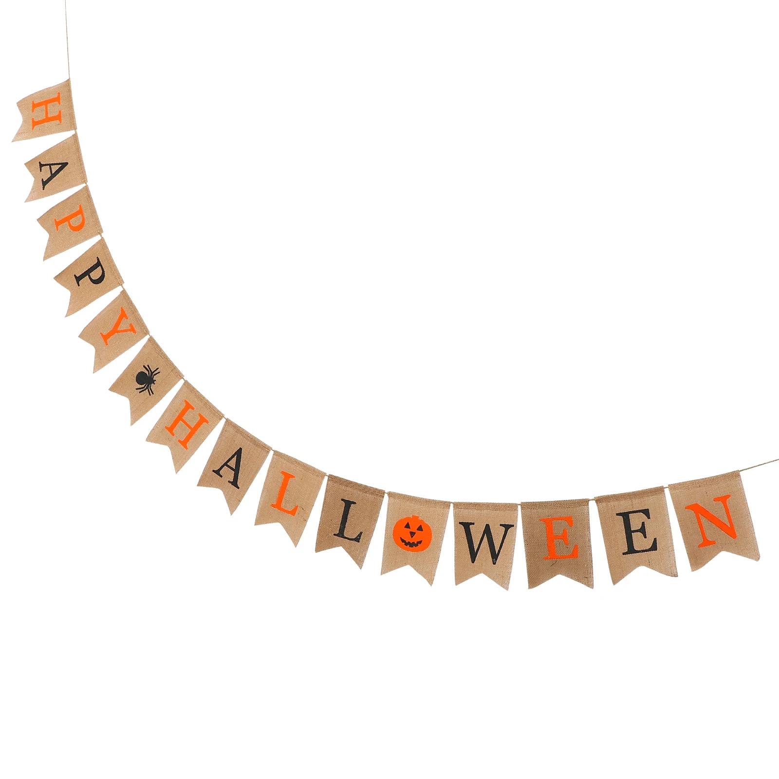 

1pc Halloween Banner 3D Party Decoration Jute Cloth Bunting Supplies Indoor Outdoor Handmade Themed Prop Foil Lively Warm Rustic