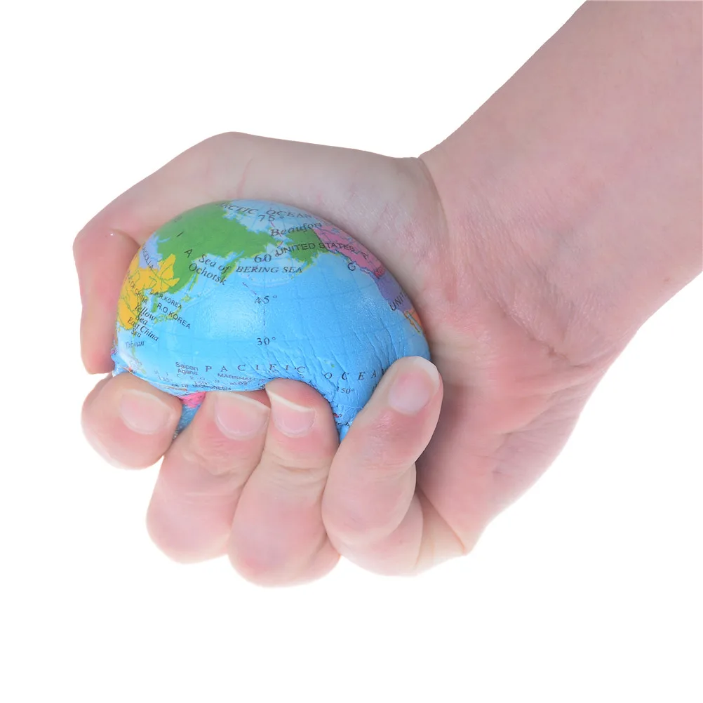 7.6 CM Stress Relief World Map Foam Ball TOY Palm Ball Planet Earth Ball PU Rubber Ball Best Educational Toys for Students